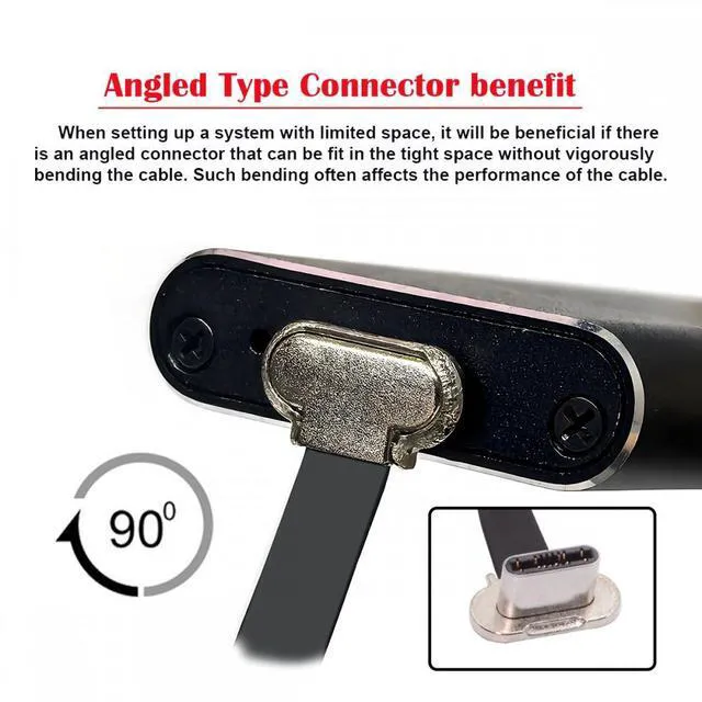 Alt view image 7 of 7 - WRIARICH Dual Angled Ultra Slim Flat USB-C Type C to USB-C Power USB2.0 Data Cable 65W Fast Charge for Laptop Tablet Phone