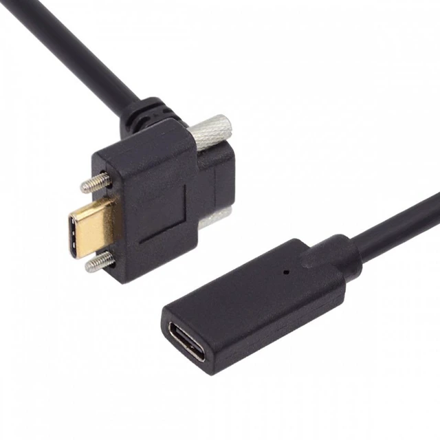 Main image of WRIARICH USB-C USB 3.1 Type C Up Angled Male to Female Extension Data Screw Locking Cable for for Realsense Camera VR Quest Link