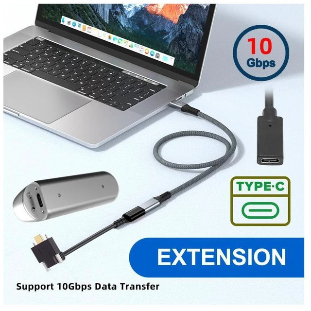 Alt view image 6 of 7 - WRIARICH USB-C USB 3.1 Type C Up Angled Male to Female Extension Data Screw Locking Cable for for Realsense Camera VR Quest Link