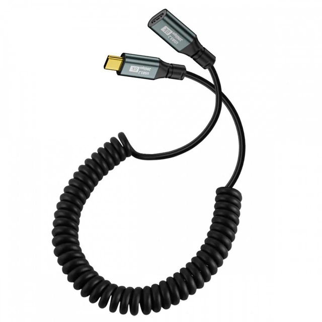 Alt view image 3 of 7 - WRIARICH Stretch Coiled USB-C USB4 Cable 20Gbps 100W 8K for Laptop Keyboard Tablet Type-C Male to Female Extension Cable Power & Data