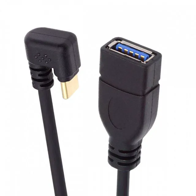 Main image of WRIARICH USB-C USB 3.1 Type-C Male to USB 3.0-A Female 10Gbps OTG Data Power Cable Opposite U Shape Back Angled
