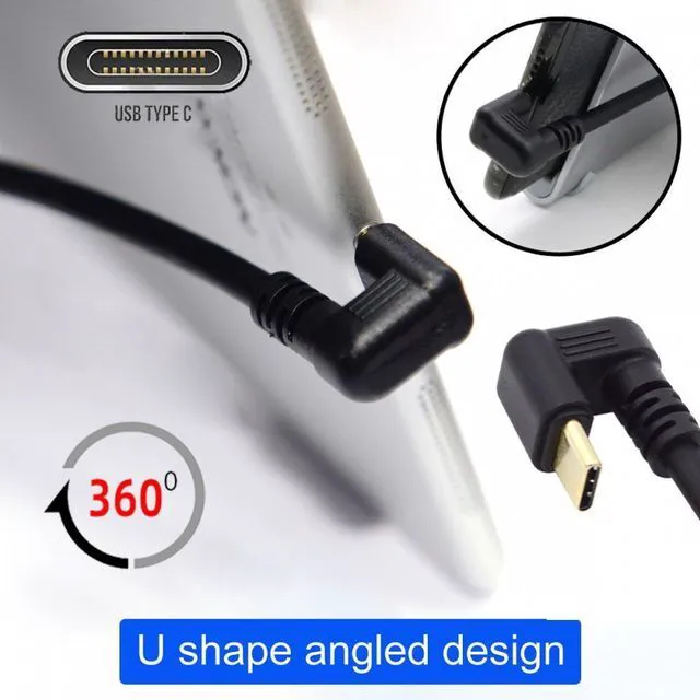 Alt view image 3 of 7 - WRIARICH USB-C USB 3.1 Type-C Male to USB 3.0-A Female 10Gbps OTG Data Power Cable Opposite U Shape Back Angled