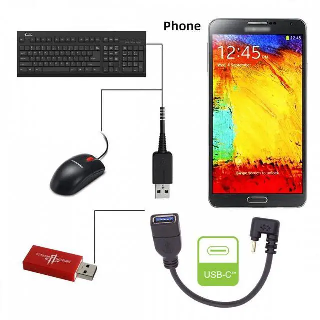 Alt view image 7 of 7 - WRIARICH USB-C USB 3.1 Type-C Male to USB 3.0-A Female 10Gbps OTG Data Power Cable Opposite U Shape Back Angled