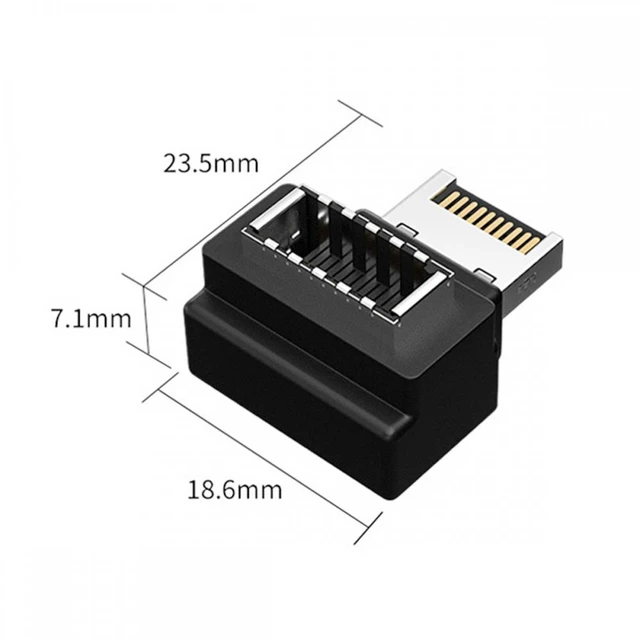 Alt view image 5 of 7 - WRIARICH Cable 20pin Type-E Male to Type-E USB 3.1 Front Panel Header Female Motherboard Extension Data Adapter 90 Degree Angled