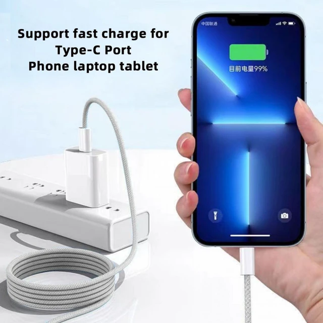 Alt view image 2 of 7 - WRIARICH 2.0M USB-C Type C Male to Male PD 27W 65W Power 480Mbps Data Cable White Sleeve for Phone & Tablet & Laptop