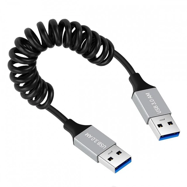 Main image of WRIARICH USB 3.0 Type-A Male to USB3.0 A Male Stretch Coiled Cable 100cm Extension 5Gbps for Disk SSD Camera Data