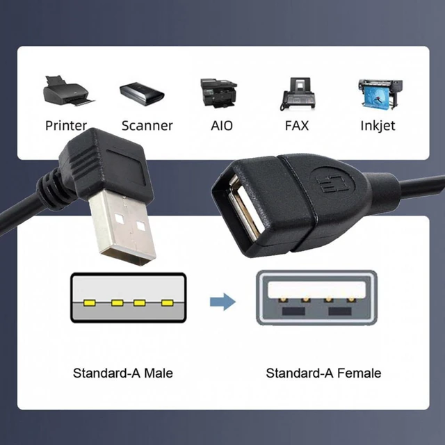 Alt view image 7 of 7 - WRIARICH USB 2.0 Type-A Male to USB Female M-F Extension Cable 20cm 90 Degree Up Angled Type