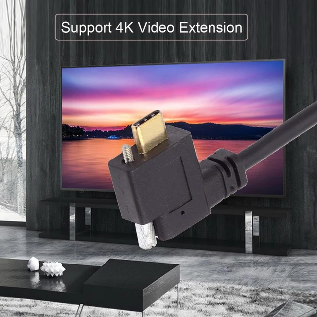 Alt view image 4 of 7 - WRIARICH USB-C USB 3.1 Type C Right Angled Male to Female Extension Data Screw Locking Cable for for Realsense Camera VR Quest Link