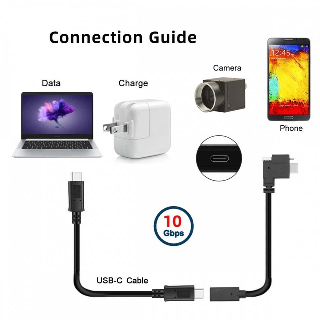 Alt view image 5 of 7 - WRIARICH USB-C USB 3.1 Type C Right Angled Male to Female Extension Data Screw Locking Cable for for Realsense Camera VR Quest Link