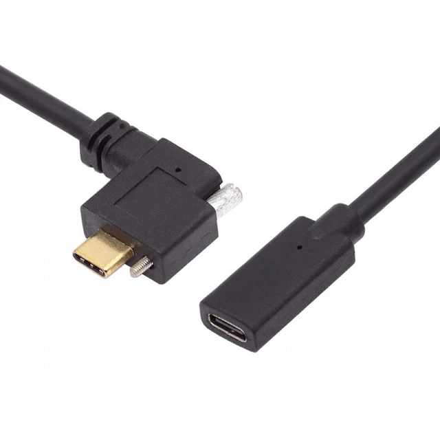 Main image of WRIARICH USB-C USB 3.1 Type C Right Angled Male to Female Extension Data Screw Locking Cable for for Realsense Camera VR Quest Link