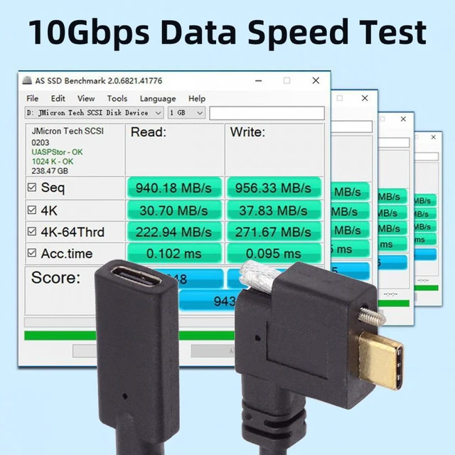 Alt view image 7 of 7 - WRIARICH USB-C USB 3.1 Type C Right Angled Male to Female Extension Data Screw Locking Cable for for Realsense Camera VR Quest Link