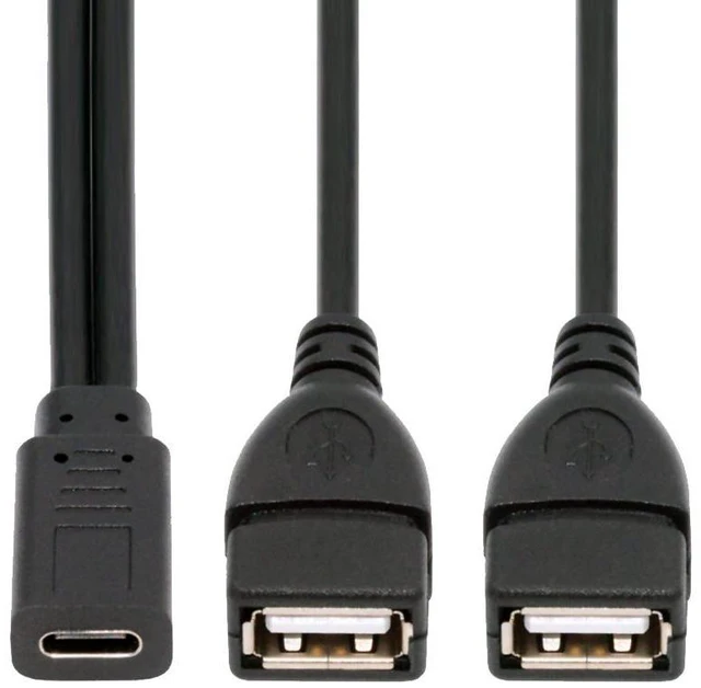 Main image of WRIARICH Type-C USB-C Female DC 5V to Dual USB 2.0 Standard Type-A Female Splitter Extension Charge Cable