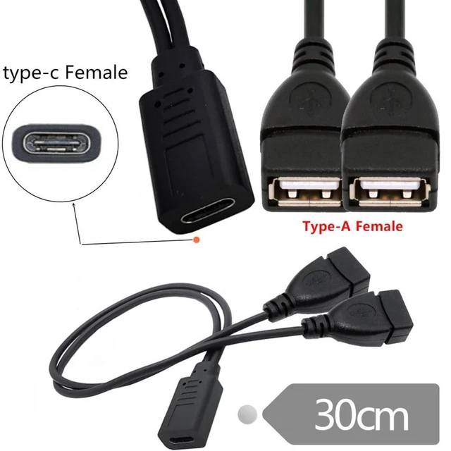 Alt view image 4 of 6 - WRIARICH Type-C USB-C Female DC 5V to Dual USB 2.0 Standard Type-A Female Splitter Extension Charge Cable