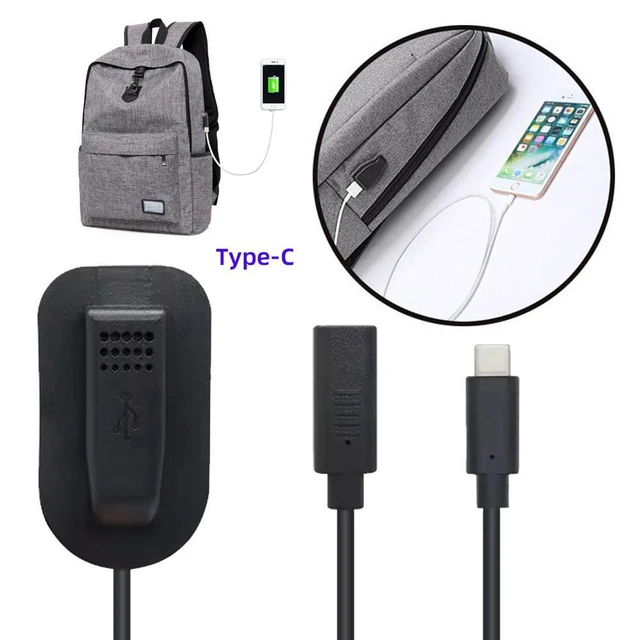 Alt view image 3 of 7 - WRIARICH USB-C 65W Type-C Male to Female Extension Cable for Backpack Charging Practical Convenient Outdoor Travel Camping External