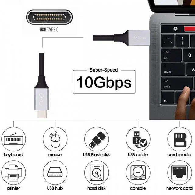 Alt view image 5 of 7 - WRIARICH 50cm 10Gbps USB 3.1 Type C Male to USB3.0 Type A Male Data Power Cable 5V3A for Laptop Phone Disk