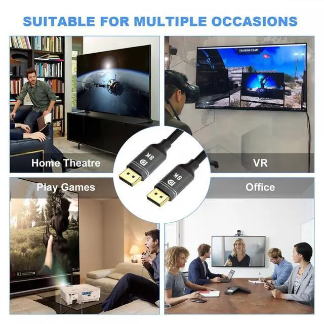 Alt view image 5 of 7 - WRIARICH Cable DisplayPort 1.4 DP to DP Cable 8K 60hz Cable Ultra-HD UHD 4K 144hz 7680*4320 for PC Laptop TV (500cm)