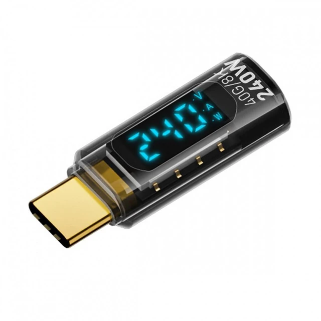 Main image of WRIARICH 240W Type-C Smart LED Display USB4 Male to Female Extension Adapter USB4.0 40Gbps Current Voltage Monitoring Tester Detector