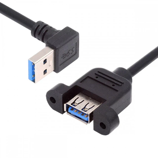 Main image of WRIARICH Down Angled USB 3.0 Male to Female Type-A Panel Type Header Cable 90 Degree Connector 30cm