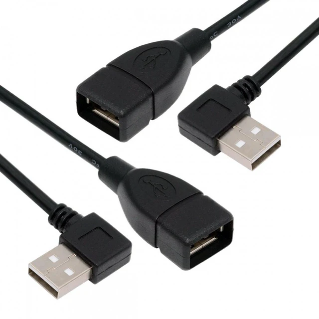 Main image of WRIARICH 2pcs/lot Left & Right Angled Type USB 2.0 Type-A Male to USB Female Extension Cable 90 Degree Type 20cm