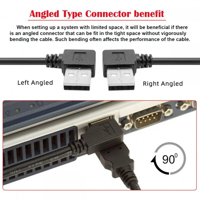 Alt view image 4 of 7 - WRIARICH 2pcs/lot Left & Right Angled Type USB 2.0 Type-A Male to USB Female Extension Cable 90 Degree Type 20cm