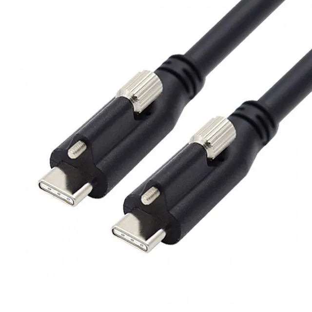 Main image of WRIARICH 1.2M USB 3.1 Type-C Locking to Locking USB-C Data Power Cable for Camera With Single Panel Mount Screw Connector