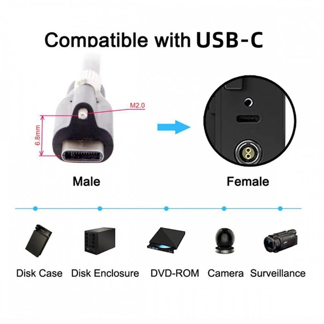 Alt view image 6 of 7 - WRIARICH 1.2M USB 3.1 Type-C Locking to Locking USB-C Data Power Cable for Camera With Single Panel Mount Screw Connector