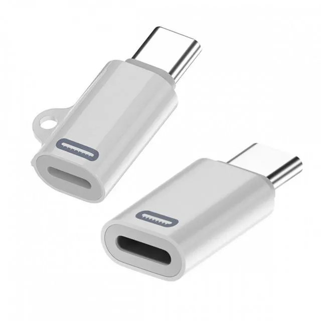 Main image of WRIARICH 2pcs/set USB-C Type C Male to 8P Female 27W Power 480Mbps Data Adapter Compatible with iPhone 15 & Android & Tablet