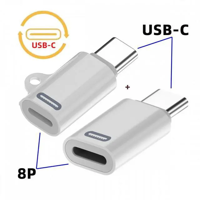 Alt view image 2 of 7 - WRIARICH 2pcs/set USB-C Type C Male to 8P Female 27W Power 480Mbps Data Adapter Compatible with iPhone 15 & Android & Tablet