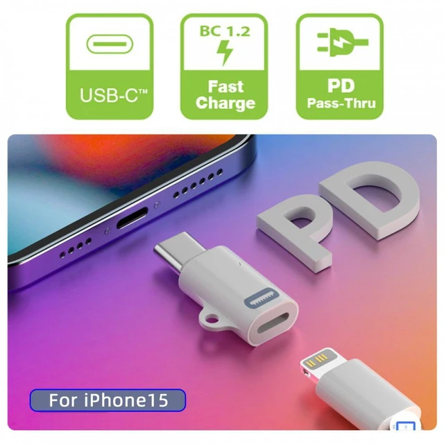Alt view image 7 of 7 - WRIARICH 2pcs/set USB-C Type C Male to 8P Female 27W Power 480Mbps Data Adapter Compatible with iPhone 15 & Android & Tablet