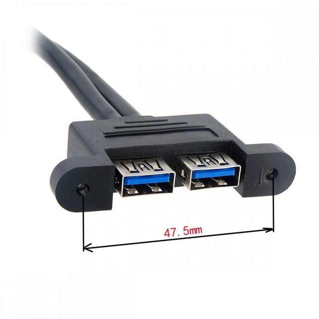 Alt view image 7 of 7 - WRIARICH Dual USB 3.0 Male to Female Type-A Panel Type Header Cable Horizontal Flat Connector Dual Ports 50cm