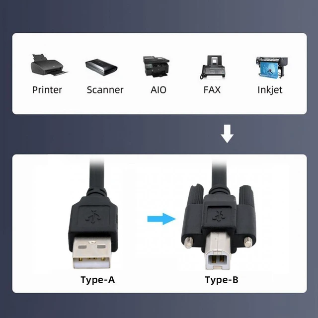 Alt view image 6 of 7 - WRIARICH USB 2.0 Type-A Male to Type-B Thumbscrew Standard Male Mount Panel Type for Industrial Camera Robot Scanner Disk