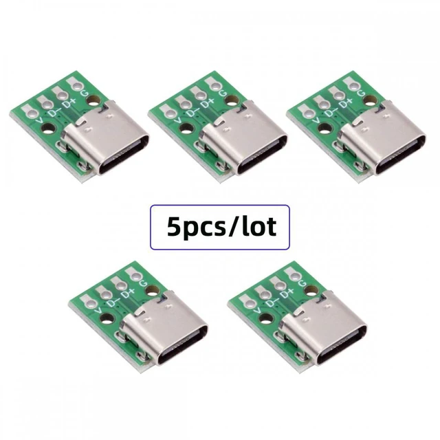 Alt view image 2 of 7 - WRIARICH Cable 5pcs/set DIY OEM Type C Female Socket Connector to PCBA 4Pin USB2.0 Pinout DC 5V Power