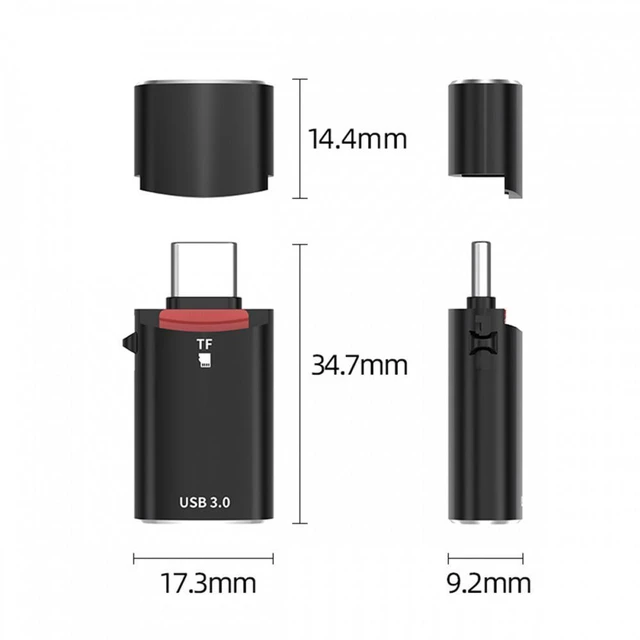 Alt view image 7 of 7 - WRIARICH 10Gbps USB-C Type-C to USB 3.0 Female OTG & TF Micro-SD Card Reader Adapter for Laptop Tablet Phone
