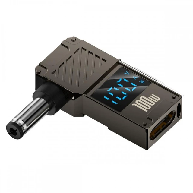 Main image of WRIARICH Type-C USB-C Input to DC 5.5x2.1mm Jack Smart LED Display 100W Output Power 20V 5A PD Charge 65W Adapter for Laptop