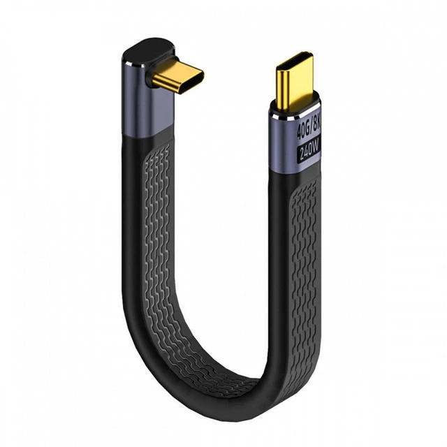 Main image of WRIARICH Up Angled 240W Type-C USB-C Male to Male USB4 40Gbps 100W 8K Flat Slim FPC Data Cable for Laptop Phone 13cm