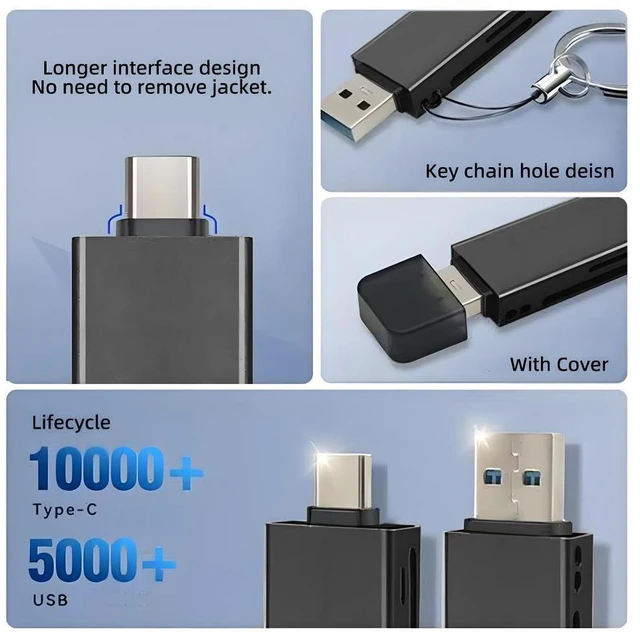 Alt view image 6 of 7 - WRIARICH Cable USB 3.0 & Type-C to TF T-Flash Card & SD Card Reader Writer for Camera & Laptop & Tablet & Mate Serial Phone