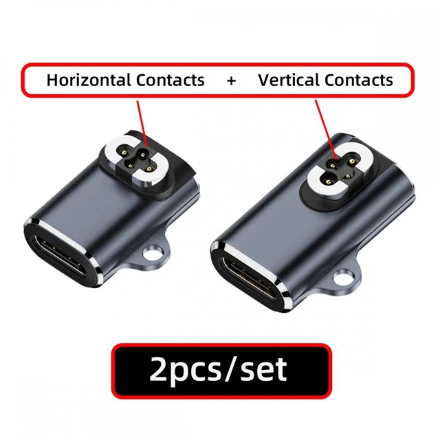 Alt view image 3 of 7 - WRIARICH Cable 2pcs/lot Magnetic Charging Adapter USB Type-C to 4-Pin Horizontal Vertical Rhomboid Contacts Compatible with Bone Conduction Headphone S70