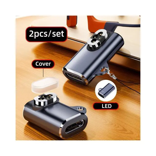Alt view image 6 of 7 - WRIARICH Cable 2pcs/lot Magnetic Charging Adapter USB Type-C to 4-Pin Horizontal Vertical Rhomboid Contacts Compatible with Bone Conduction Headphone S70