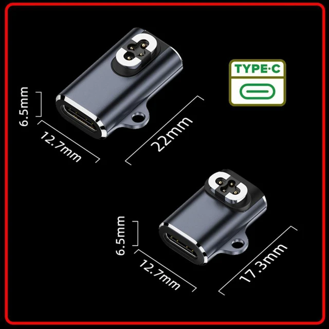 Alt view image 7 of 7 - WRIARICH Cable 2pcs/lot Magnetic Charging Adapter USB Type-C to 4-Pin Horizontal Vertical Rhomboid Contacts Compatible with Bone Conduction Headphone S70