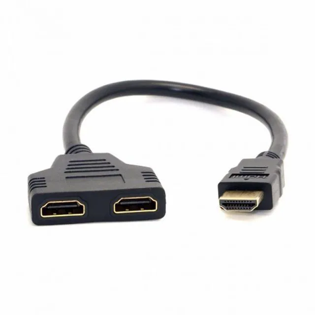 Main image of WRIARICH One HDMI Male to Dual HDMI Female Y Splitter Switch Extension Adapter Cable for FOR PC HDTV Laptop 1080P