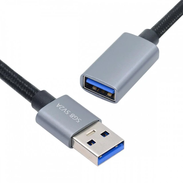 Main image of WRIARICH USB 3.0 Type-A Male to USB3.0 A Female Cable Extension Silver 5Gbps for Disk SSD Camera Data 30cm