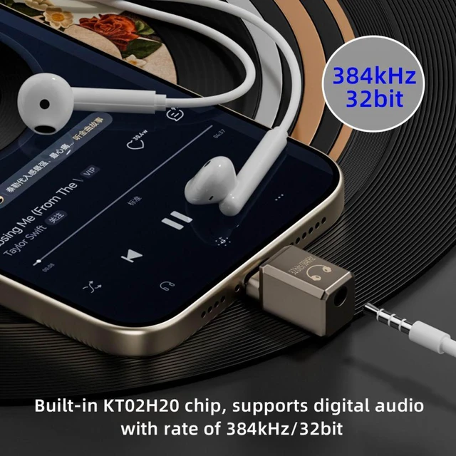 Alt view image 5 of 7 - WRIARICH Type C USB-C to DAC 3.5mm HiFi Audio AUX & MIC Sound Card 384kHz 32bit Adapter KT02H20 Compatible OMTP CTIA with Laptop Tablet Phone