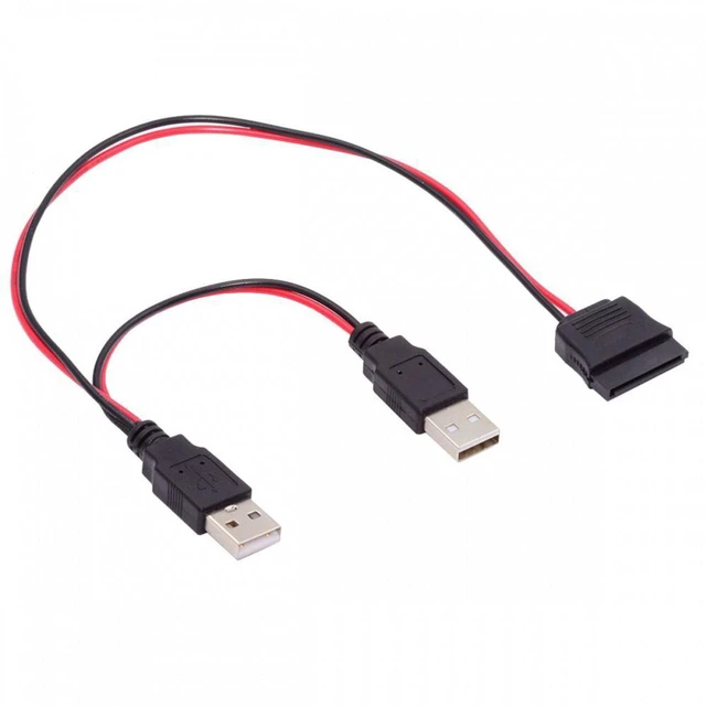 Main image of WRIARICH DC 5V Dual USB to SATA 15Pin Power Cable for 2.5 inch SATA HDD SSD Disk Driver 5V 2A Max