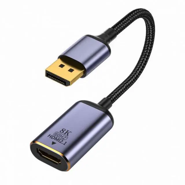 Alt view image 2 of 7 - WRIARICH Cable DisplayPort 1.4 Source to HDMI 2.0 Display 8K 60hz UHD 4K DP to HDMI Female Monitor Adapter Cable