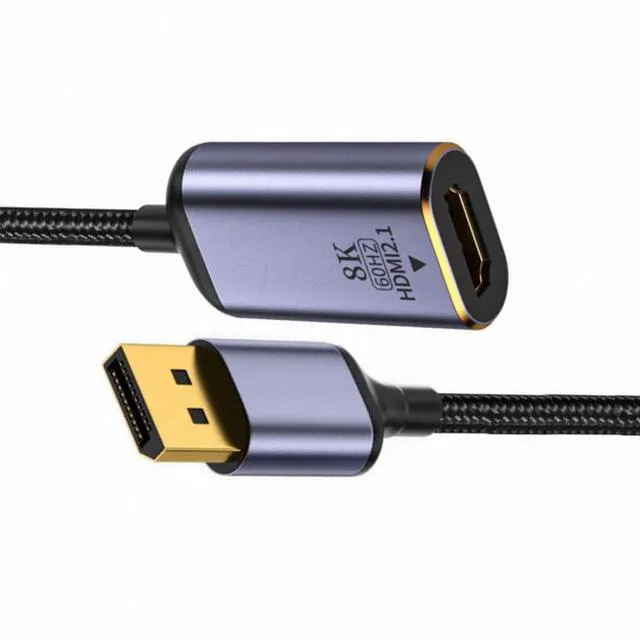 Alt view image 3 of 7 - WRIARICH Cable DisplayPort 1.4 Source to HDMI 2.0 Display 8K 60hz UHD 4K DP to HDMI Female Monitor Adapter Cable