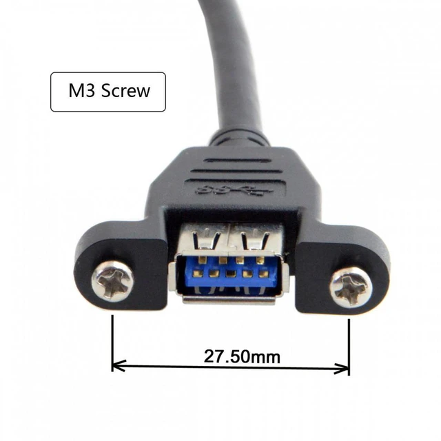 Alt view image 5 of 6 - WRIARICH USB 3.0 Type A Male to Type A Female Extension Cable 50cm Panel Mount Type for Laptop Desktop