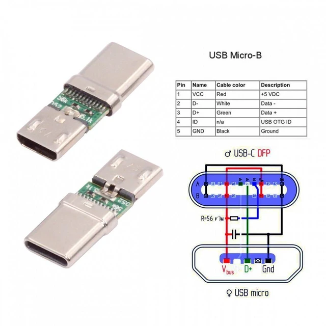 Alt view image 4 of 7 - WRIARICH 5pcs/lot Micro USB 2.0 5Pin Female Connector to USB Type-C Male Power Data PCBA Adapter for Tablet Phone Laptop