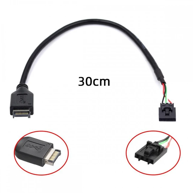 Alt view image 2 of 7 - WRIARICH USB 3.1 Front Panel Header Male Type-E Host to USB 2.0 Motherboard 4pin IDC Housing with Latch Device Cable 30cm