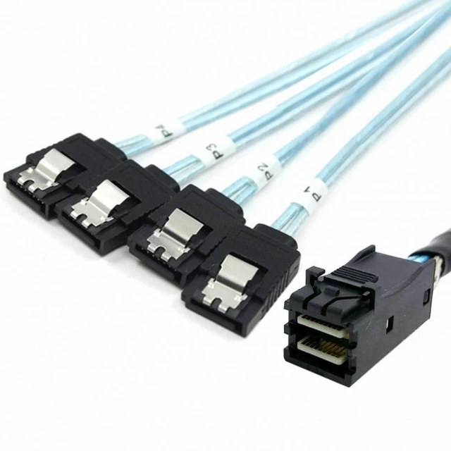 Alt view image 6 of 7 - WRIARICH Internal Mini SAS HD SFF-8643 Host to 4 SATA 7pin Target Hard Disk 6Gbps Data Server Raid Cable