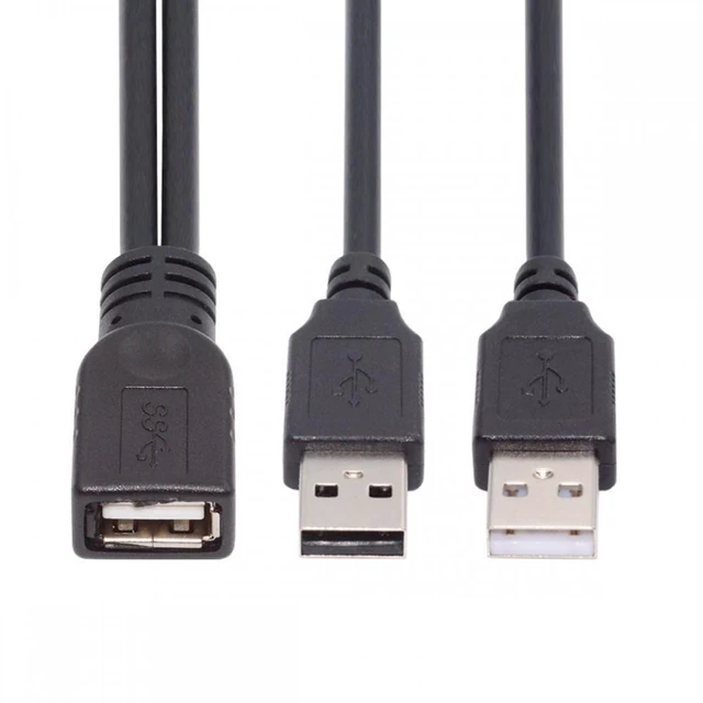 Main image of WRIARICH Black USB 2.0 Female A to Dual A Male Extra Power Data Y Extension Cable for 2.5" Mobile Hard Disk